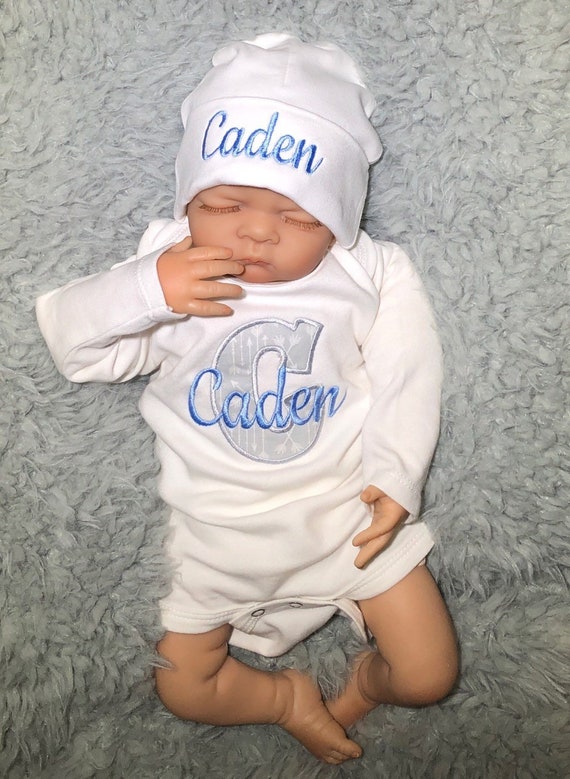 monogrammed newborn baby boy clothes