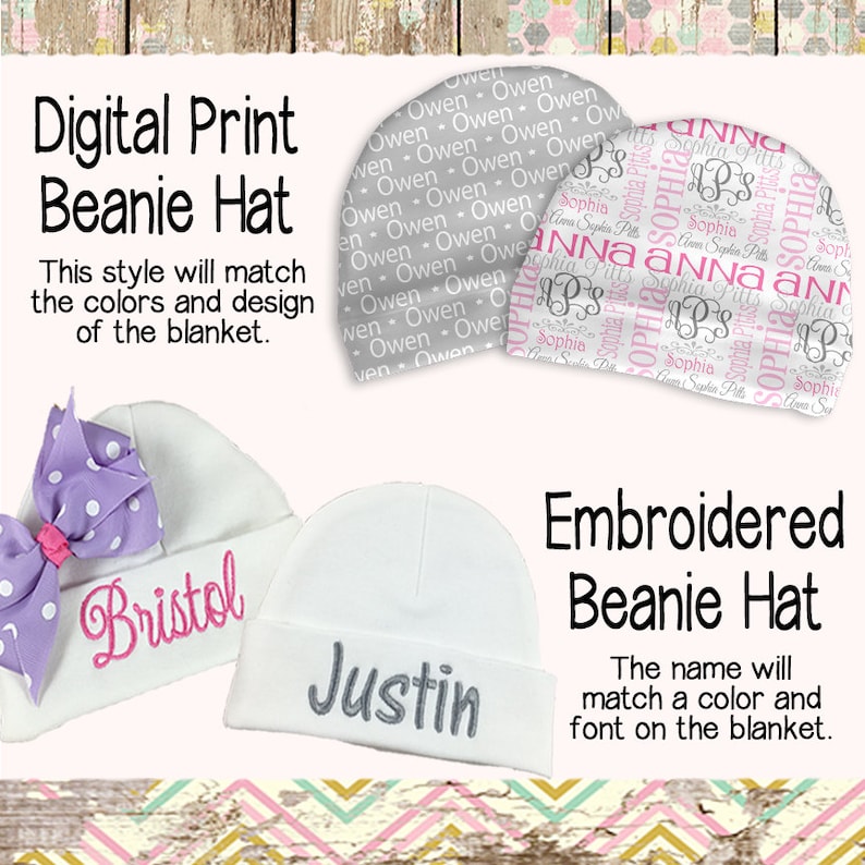 Personalized Swaddle Blanket Hat Set / Baby Name Reveal / Etsy