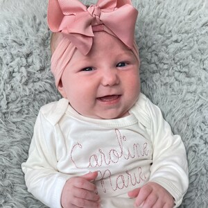 Baby Girl Coming Home Outfit, Monogram Baby Gown Beanie Hat, Personalized Take Home Outfit,  Newborn Girl Baby Gown, Baby Shower Gift