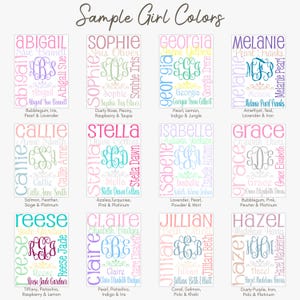 a poster with the names of different colors