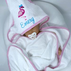 Monogrammed Hooded Baby Towel, Flamingo Hooded Towel, Personalized Hooded Towel, Toddler Hooded Towels Baby Shower Gift, Baby Towel for Girl
