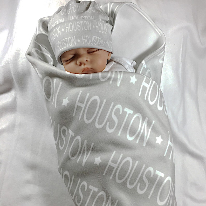 Personalized Gray Baby Blanket Baby Name Blanket Monogrammed Etsy