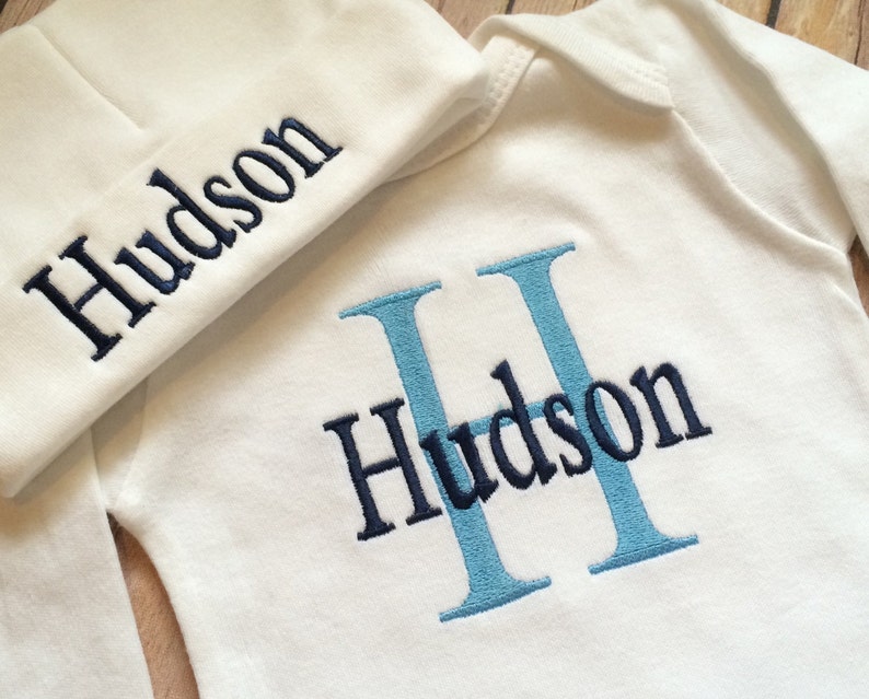 monogram newborn outfit boy