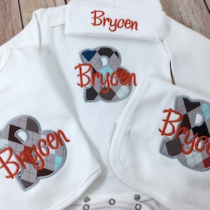 Baby Boy COMING HOME Outfit - Newborn Baby Boy Outfit, Blue Personalized Baby Bodysuit Outfit , Take Home Outfit Newborn Baby Boy Outfit