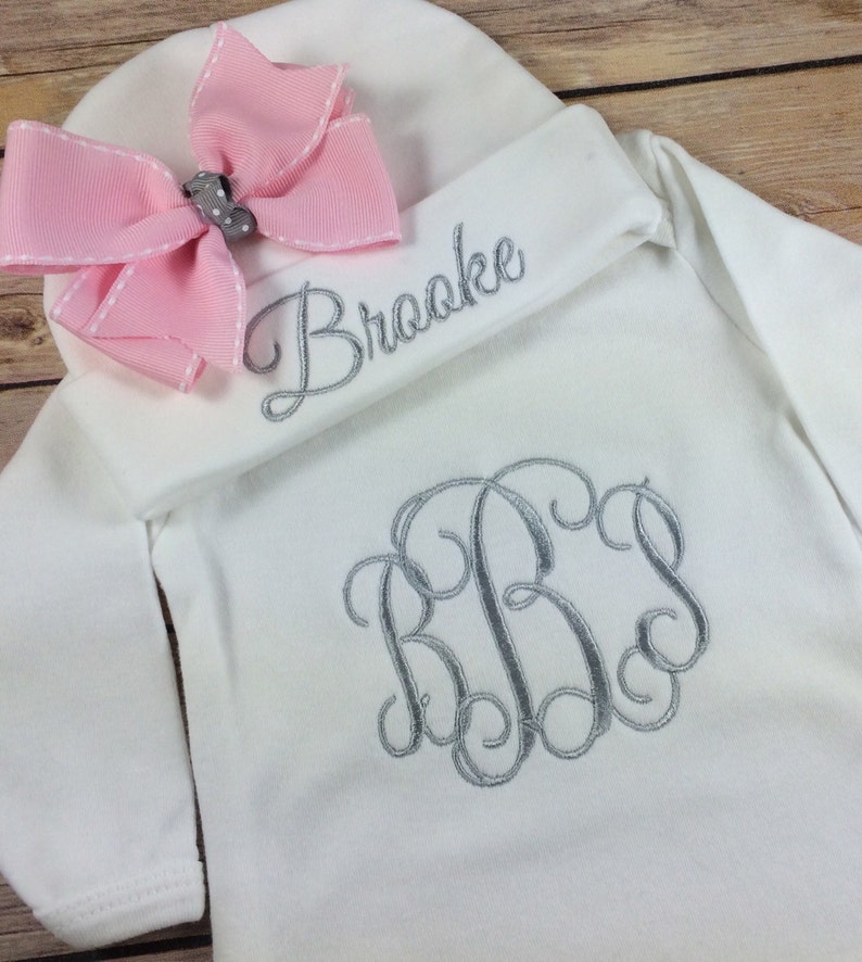 Baby Girl Monogram OUTFIT monogram Baby Gown Personalized Etsy