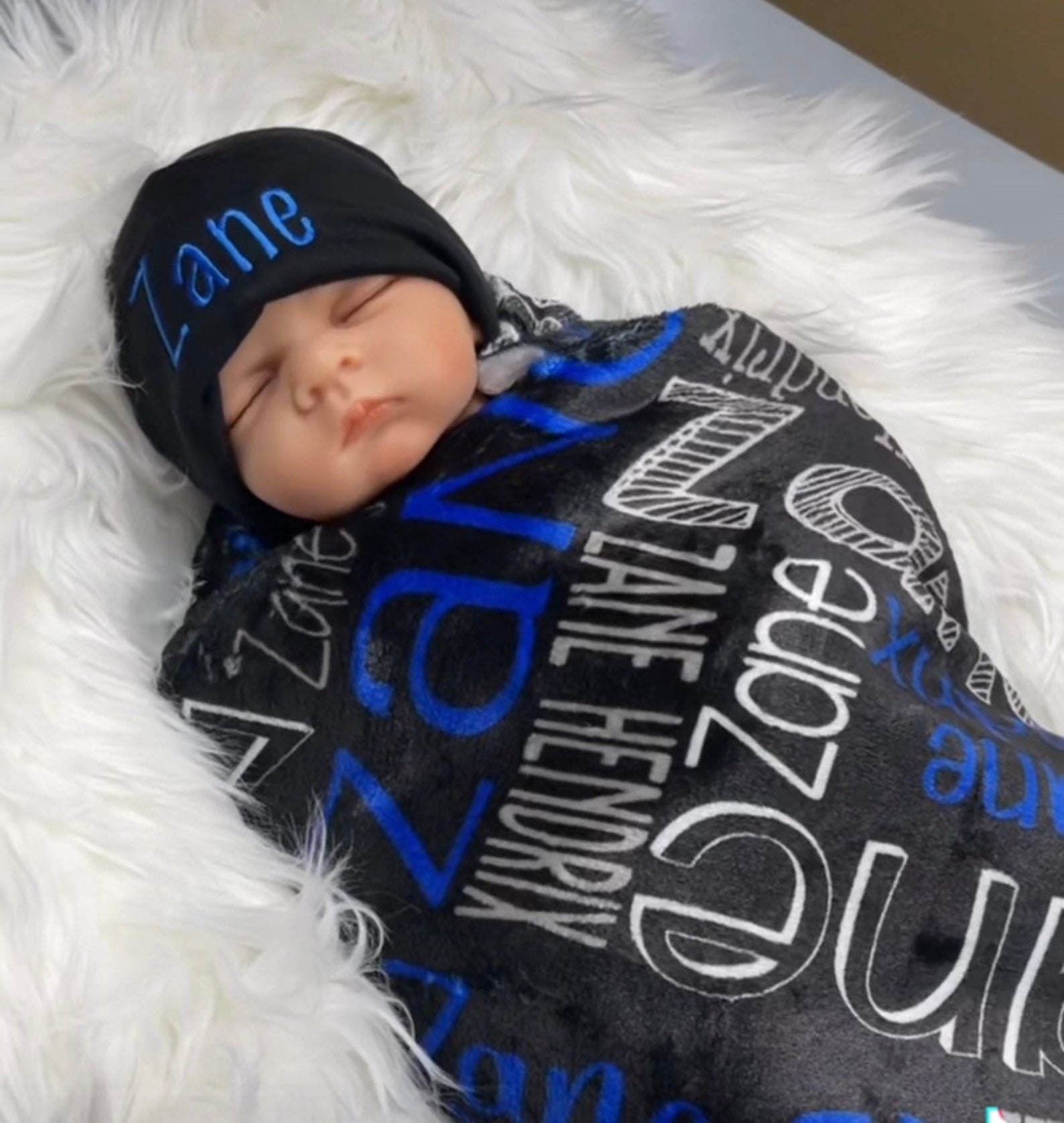 Personalized Swaddle Blanket Hat Set / Baby Name Reveal / Etsy