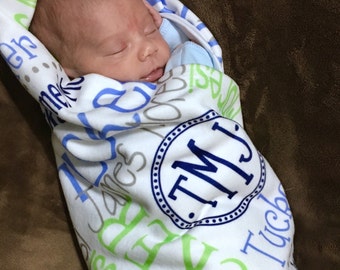 Custom Baby Blanket Boy, New Baby Gift, Monogram Baby shower Gift, Personalized Baby Name Blanket, Newborn Photo Prop, Baby Swaddle Blanket