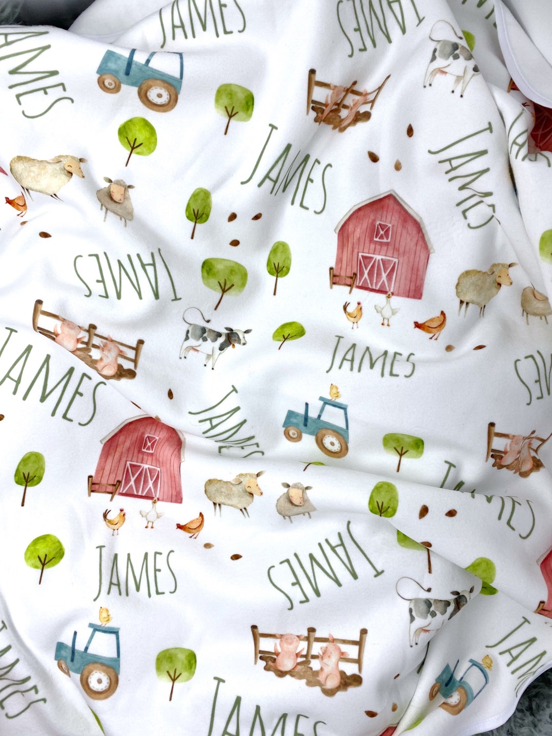 Personalized Baby Boy Blanket, Farm Baby Blanket, Baby Boy Coming Home