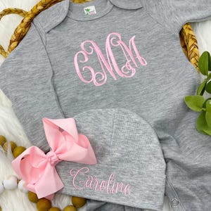 Personalized Baby Gown Baby Girl COMING HOME Outfit Baby Shower Gift Baby Gown Take Home Outfit Newborn Baby Girl Outfit  Monogram Baby