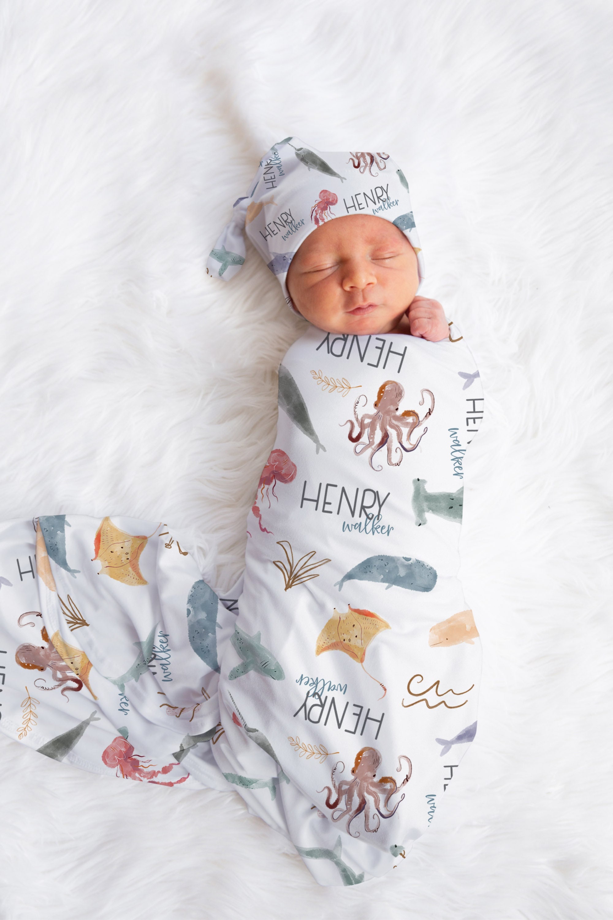 Personalized Ocean Animals Baby Blanket Sea Life Baby Blanket - Etsy