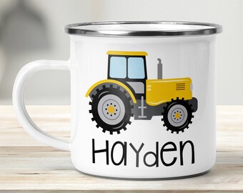 Campfire Mug for Hot Chocolate Personalized Kid Gifts Personalized Tractor, Personalized Kids Cup Custom Kids Mug Birthday Gift Tractor mug