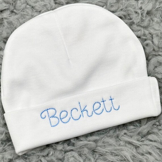 Personalized Monogram Custom Baby Beanie Hat – Infant Keepsake For 0-6 Months, Unisex Pink
