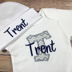 Baby Boy COMING HOME Outfit - Newborn Baby Boy Outfit, Blue Personalized Baby Bodysuit Outfit , Take Home Outfit Newborn Baby Boy Outfit