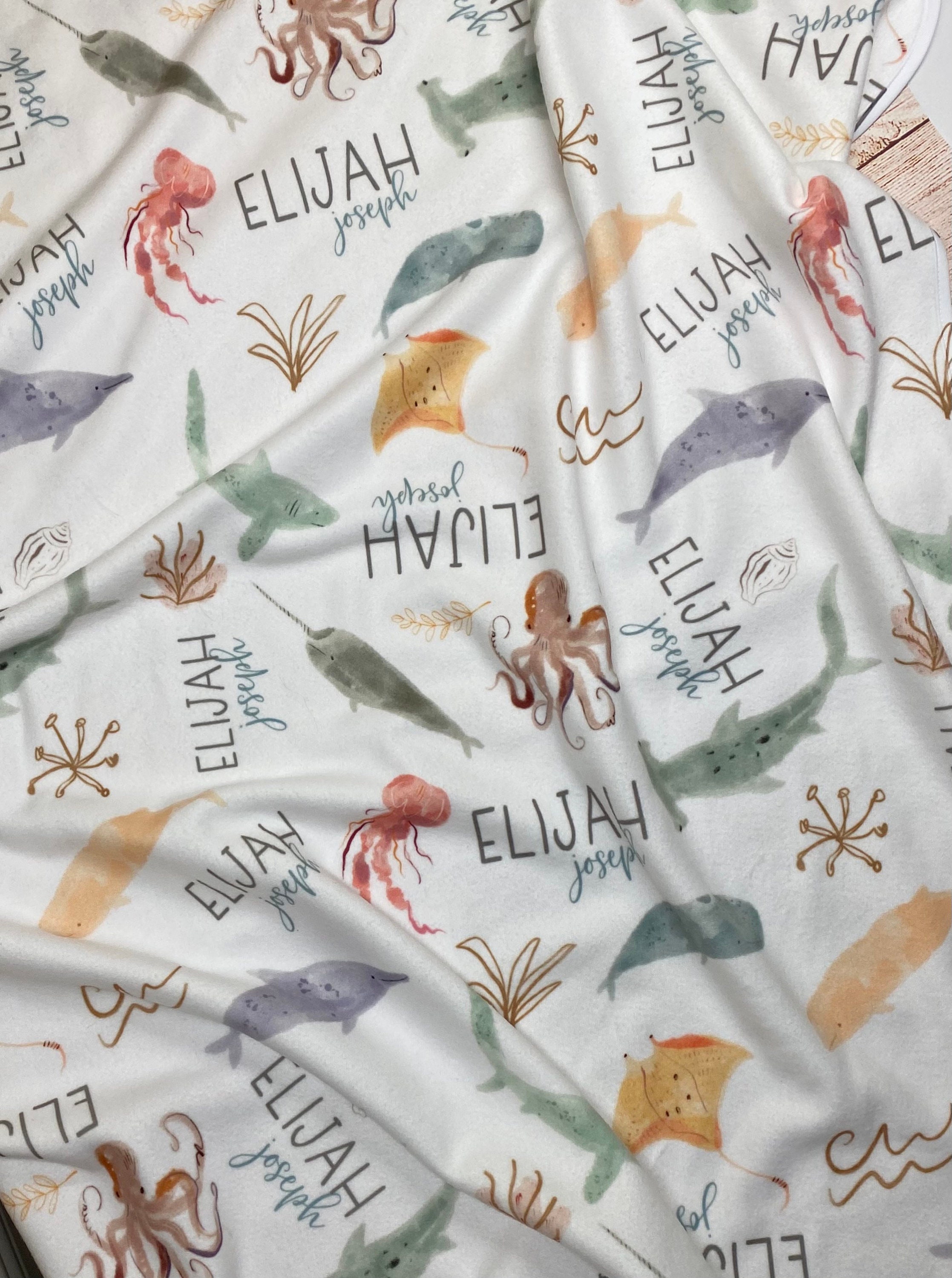 Personalized Ocean Animals Baby Blanket Sea Life Baby Blanket - Etsy