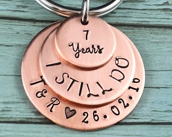 7 Years Anniversary Keyring, Anniversary Keychain, Copper Anniversary Gift, Wedding Anniversary Gifts, I Still Do Keychain, Valentines Gift