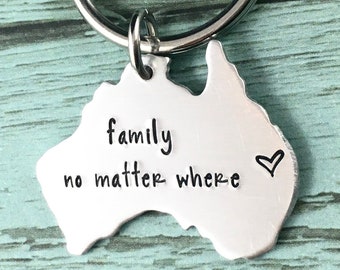 Australia Keyring, Long Distance Relationship Gifts, Going Away Gifts, Australia Map Keychain, Australia Charm, Personalised Family Gift