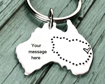 Travel Australia, Aussie Road Trip Gift, Hand Stamped Travel Keyring, Personalised Travel Gift, Aussie Keychain, Australia Map, Aussie Gifts