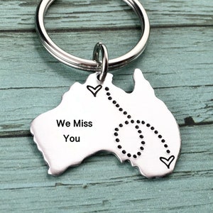 Australia Keyring, Australia Keychain, Long Distance Relationship Keychain, Miss You Gift, Boyfriend Gift, Long Distance Relationship Gifts