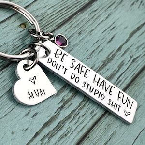 Don't Do Stupid Shit Keychain From Mom Funny Gift With Cute Poop Charm  Engraved Stainless Steel Key Ring Purse Tag 