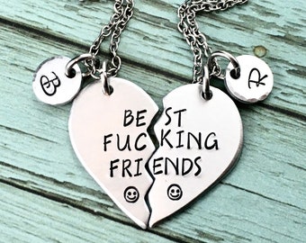 Best Friend Necklace Set, Interlocking Hearts, Best Fucking Friends, Best Fucking Bitches, Best Friends Forever, Friendship Set