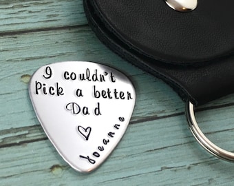 Guitar Pick Wooden Keyring Gift For Musical Dad I Couldn’t Pick A Better Dad