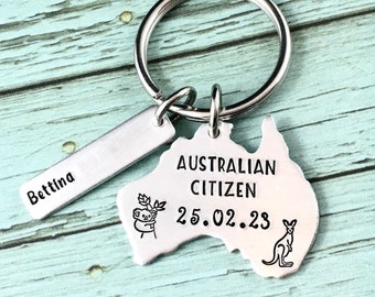 Australian Citizenship Keyring, Australian Citizen Keychain, Citizenship Gifts, Congratulations Gift, Australia Map Keychain, Citizen Gifts