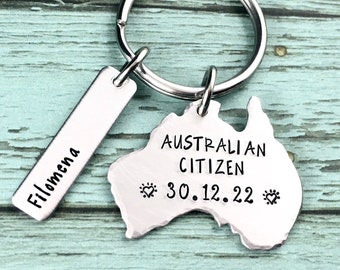 Citizenship Keychain, Australian Citizenship Keyring, Citizenship Gifts, Congratulations Gift, Australia Map Keychain, Citizen Gifts