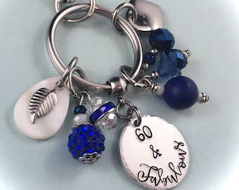 60 And Fabulous Keychain, 60th Birthday Gifts For Women, 60Th Birthday Gift For Mom, 60Th Birthday Gift For Mum, Handbag Charms,Gift For Her