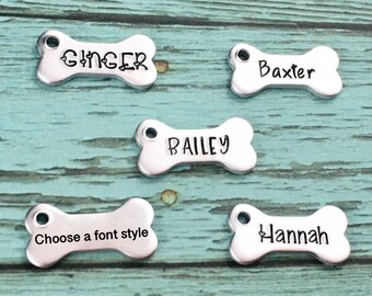 Add On A Dog Bone Charm, Hand Stamped Dog Bone Name Tag, Pet Tag, Pet Loss, Dog Memorial, Dog Loss, Add On A Charm Or To Purchase Separately