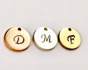 Add On A Hand Stamped Initial Charm, Letter Charm, Monogram Charm, Sterling Silver, 14K Gold Filled, 14K Rose Gold Filled, Monogram Jewelry