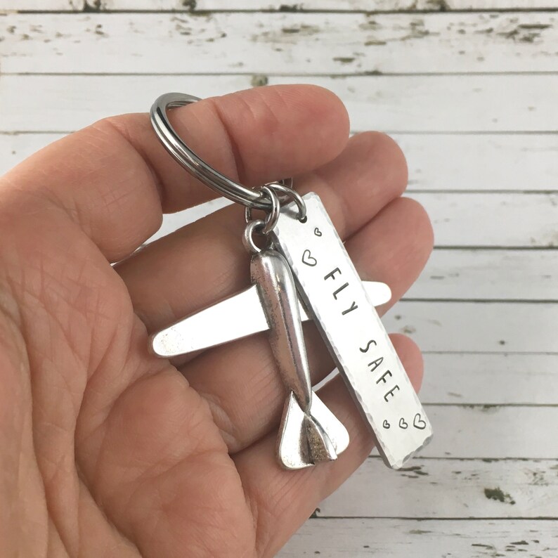 Pilot Keychain Fly Safe Keychain Pilot Gifts Personalised Pilot Graduation Gift Travel Gift Gift For Flight Attendant Traveller Gift