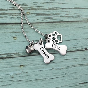 Personalised Dog Bone Necklace, Hand Stamped Pet Name Necklace, Pet Jewelry, Dog Lover Gifts, Dog Bone Jewelry, Custom Pet Name Jewelry image 3