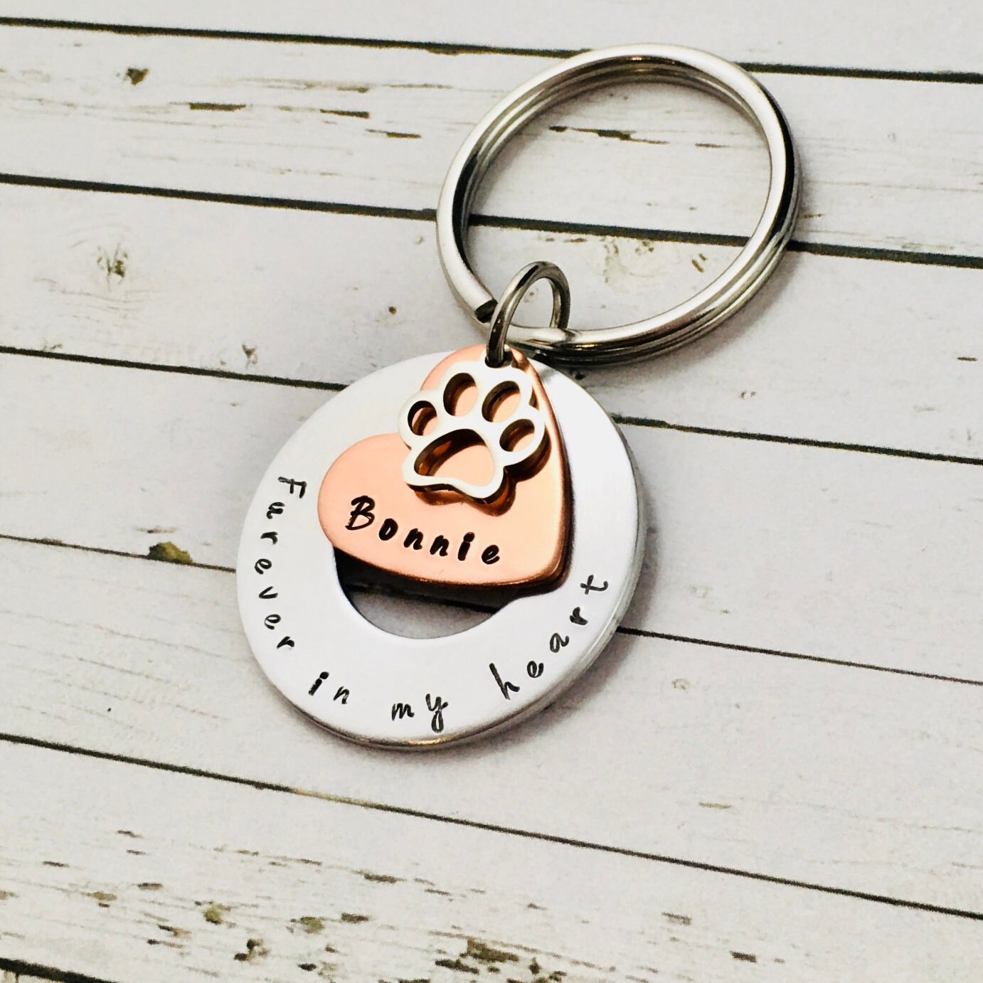 Personalised Pet Memorial Keychain Hand Stamped Pet Name Pet Etsy