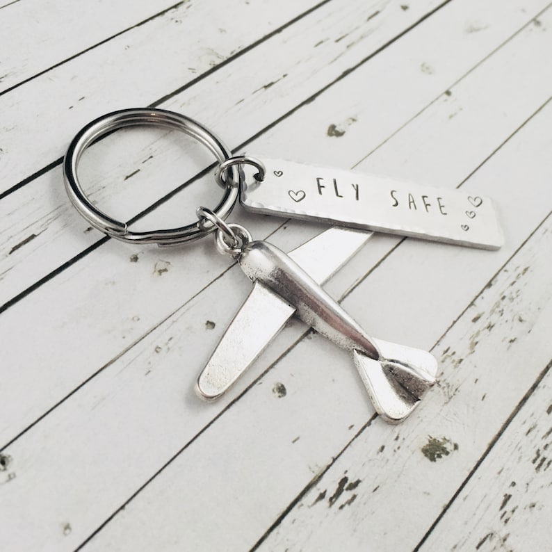 Pilot Keychain Fly Safe Keychain Pilot Gifts Personalised Pilot Graduation Gift Travel Gift Gift For Flight Attendant Traveller Gift