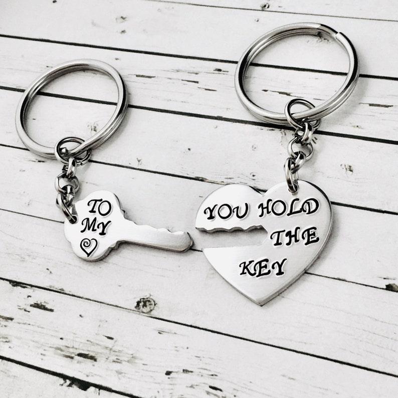 Couples Keychain Set Or Couples Necklace Set You Hold The Key Etsy