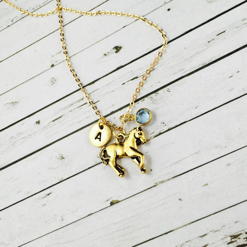 Horse Necklace Silver or Gold Personalised Horse Charm Etsy Australia
