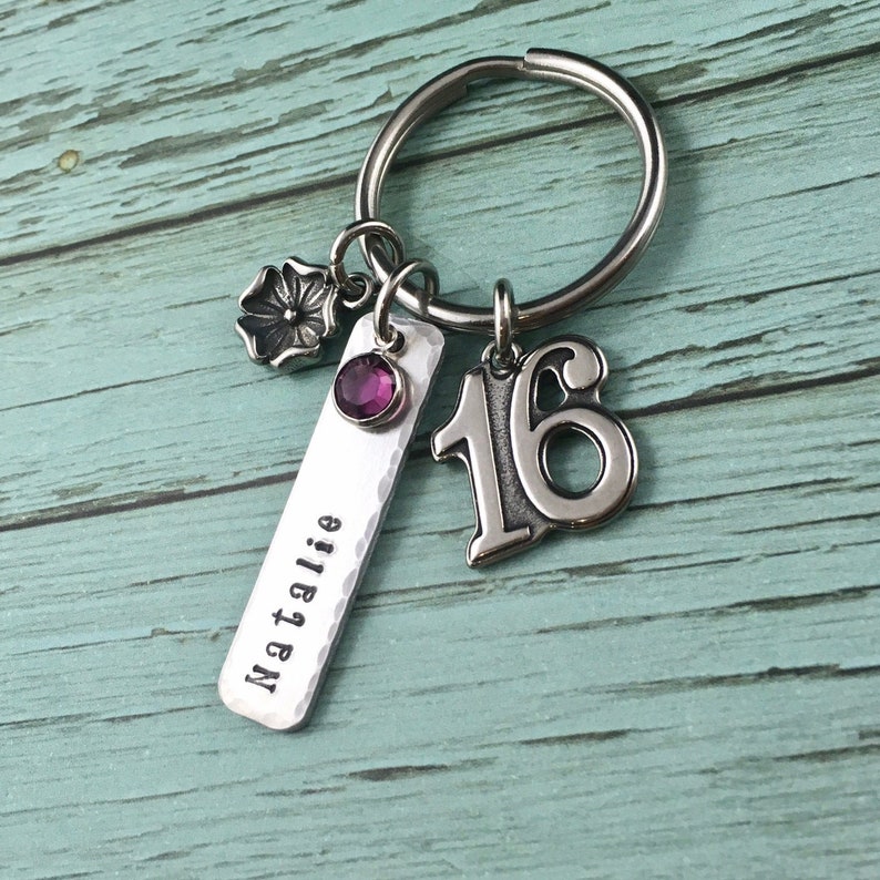 16 Year Old Girl Birthday Keychain Personalised Gift For 16th Etsy