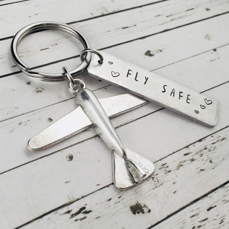 Pilot Keychain Fly Safe Keychain Pilot Gifts Personalised Pilot Graduation Gift Travel Gift Gift For Flight Attendant Traveller Gift