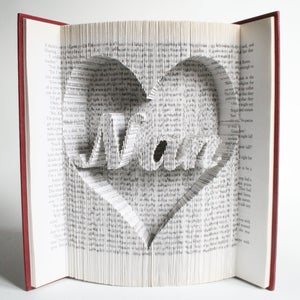 Modèle de livre de pliage Nan en coeur, plié et découpé : téléchargements gratuits à imprimer (pdf) pour personnaliser votre cadeau et tutoriel complet étape par étape.