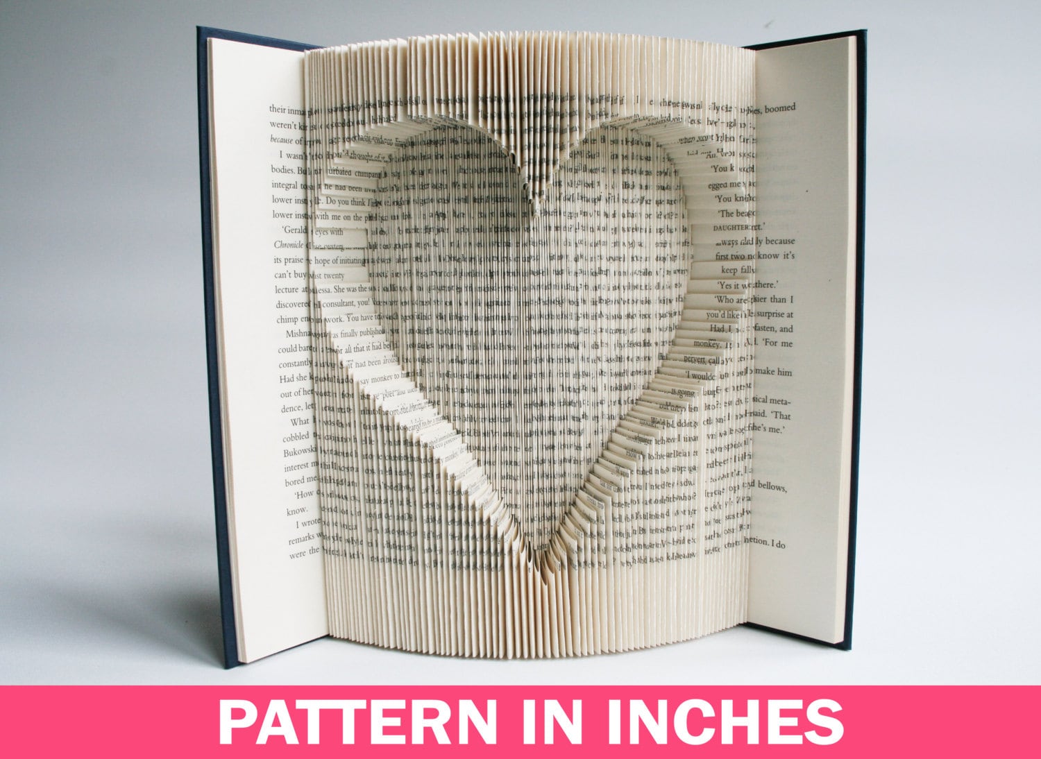 book folding pattern in inches inverted heart book folding etsy