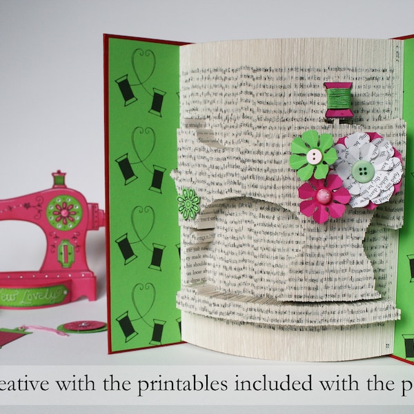 Sewing Machine Book Folding Pattern + Tutorial, Cut and Fold, Free printable downloads to personalise your gift