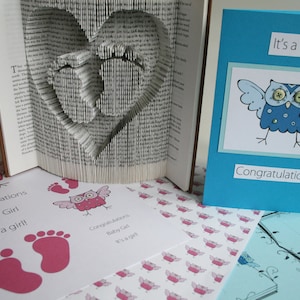 Modèle de pliage de livres en pouces Pieds de bébé en coeur : tutoriel de pliage de livres, couper et plier, téléchargements gratuits pour personnaliser votre cadeau image 5