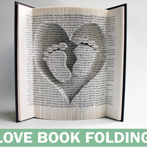 book folding pattern heart and baby feet book folding etsy