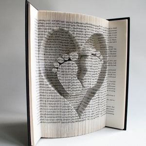 Book Folding Pattern Heart and Baby Feet: Book Folding Tutorial, Cut and Fold, Free printable downloads to personalise your gift image 2