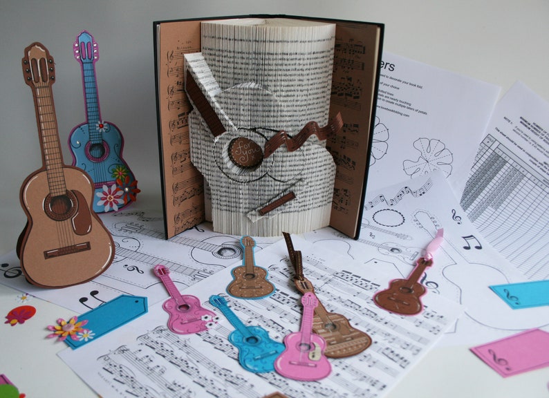 Guitar Book Folding Pattern Tutorial, Cut and Fold, Free printable downloads to personalise your gift image 8