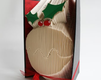 Book Folding Pattern Christmas Pudding: Free printable downloads (pdf) to personalise your gift and full step by step tutorial.