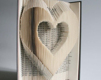 Heart Book Folding Pattern + cuts: Plus free printable downloads (pdf) to personalise your book art and full step by step tutorial.