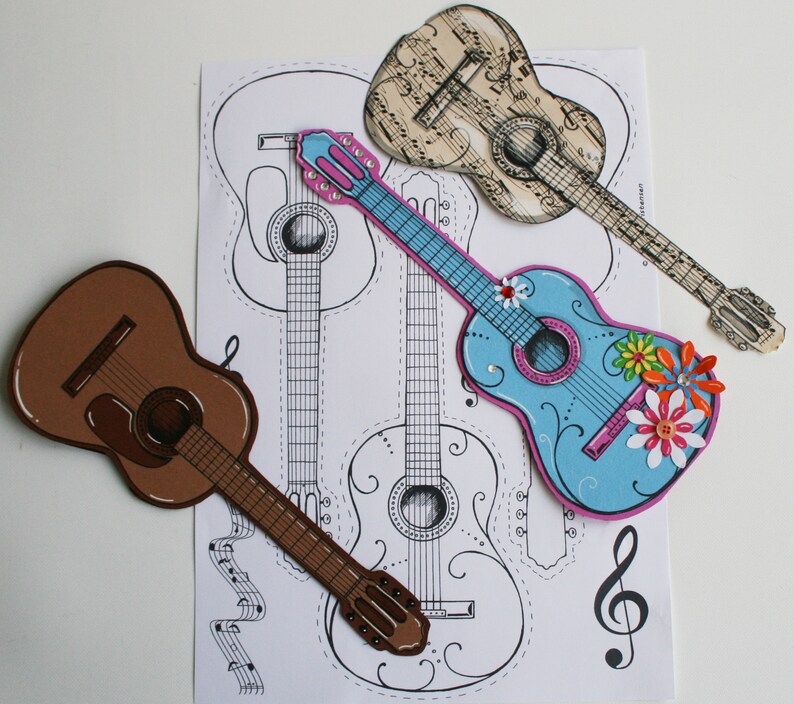 Guitar Book Folding Pattern Tutorial, Cut and Fold, Free printable downloads to personalise your gift image 10