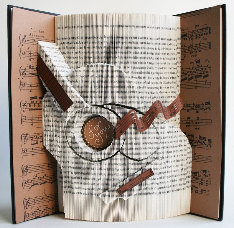 Guitar Book Folding Pattern Tutorial, Cut and Fold, Free printable downloads to personalise your gift image 4