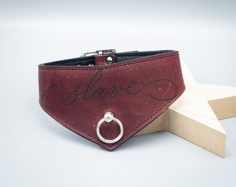 BDSM collar with calligraphy "slave" wide - red